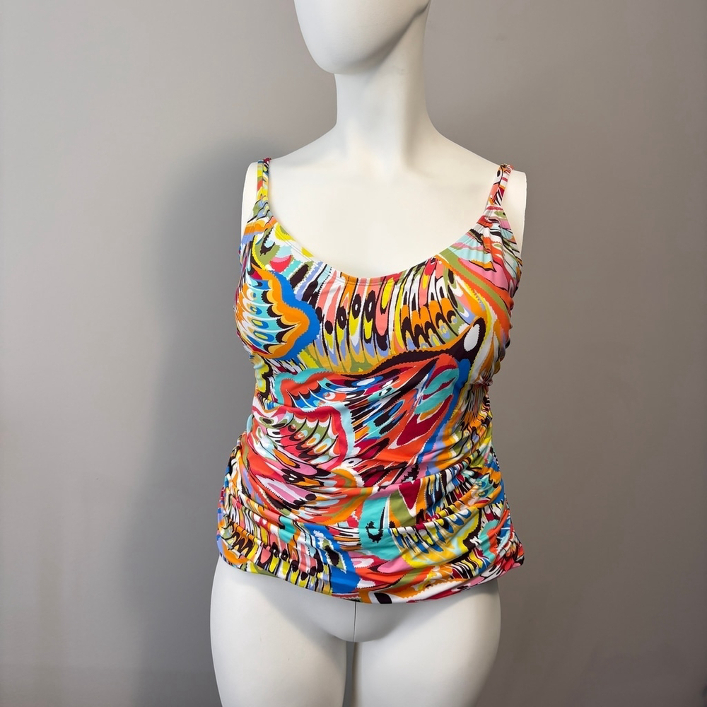 Bleu by Rod Beattie Plus Size Women's 20W Colorfully Printed Tankini Top NWT - Picture 3 of 8